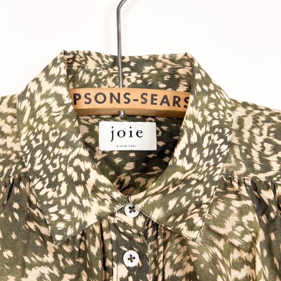 Joie Womens Leopard Print Short Sleeve Button Up Blouse Brown Small - Picture 4 of 4